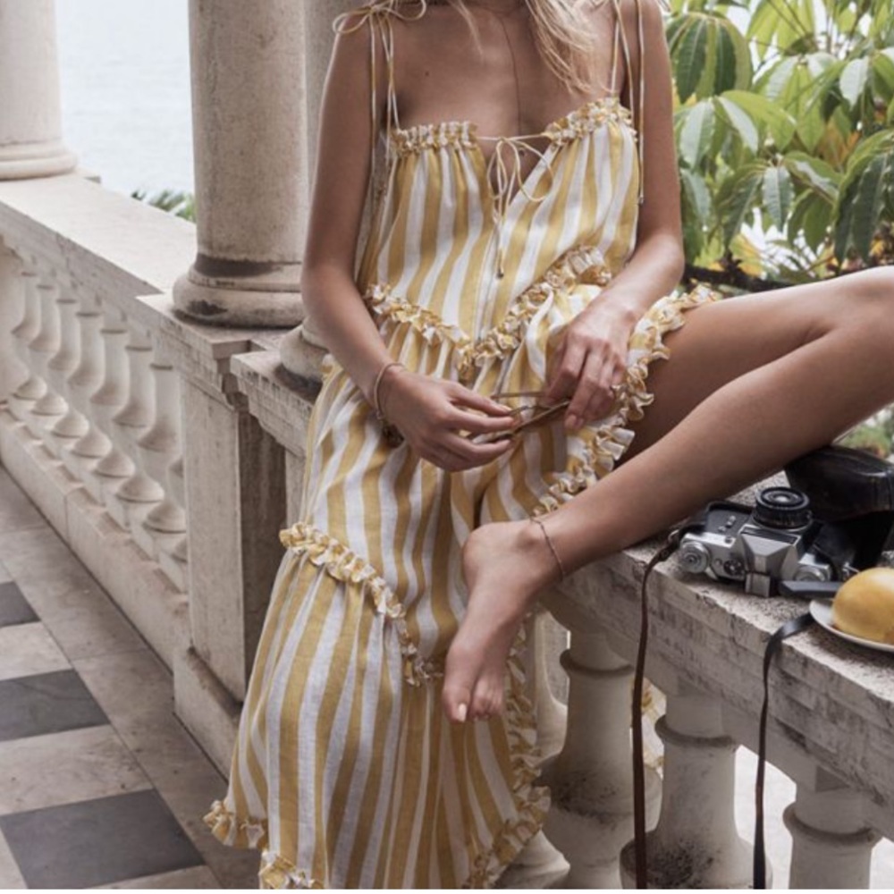 Zimmermann Yellow and White Asymmetrical Dress - Picture 10 of 11